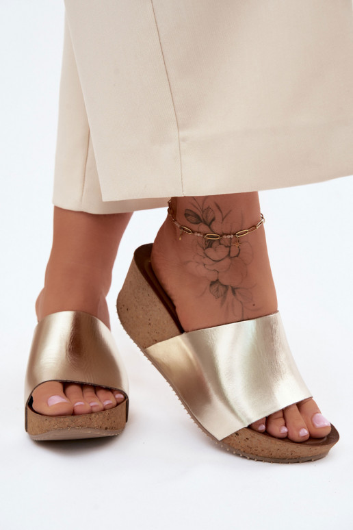 Zazoo 40291 Čibas no dabīgas ādas Sieviešu Ieslēgts KorkoInym Koturnie Zelta krāsas