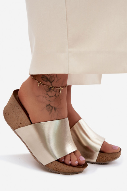 Zazoo 40291 Čibas no dabīgas ādas Sieviešu Ieslēgts KorkoInym Koturnie Zelta krāsas