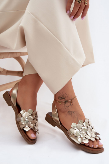 Sieviešu basenes ar platiem papēžiem Zazoo 40468 Zelta krāsas