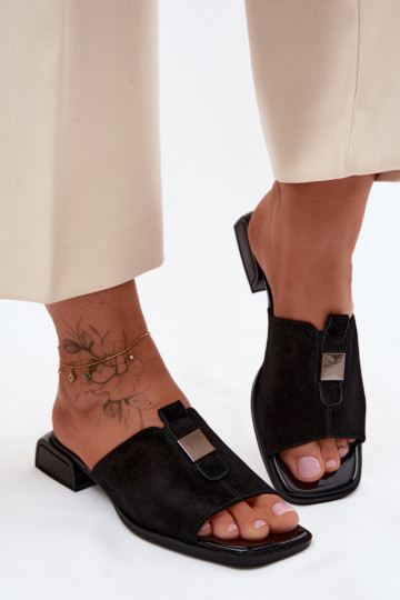 Eleganta stila sieviešu čības no dabīgas ādasoIna D&A JC61-1002 melnas krāsas