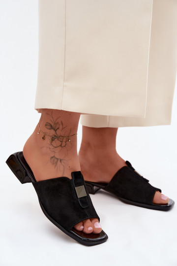 Eleganta stila sieviešu čības no dabīgas ādasoIna D&A JC61-1002 melnas krāsas 2