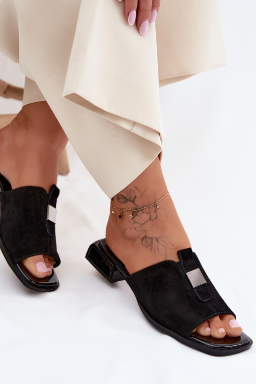 Eleganta stila sieviešu čības no dabīgas ādasoIna D&A JC61-1002 melnas krāsas