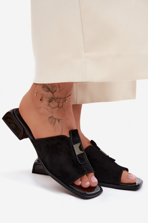 Eleganta stila sieviešu čības no dabīgas ādasoIna D&A JC61-1002 melnas krāsas