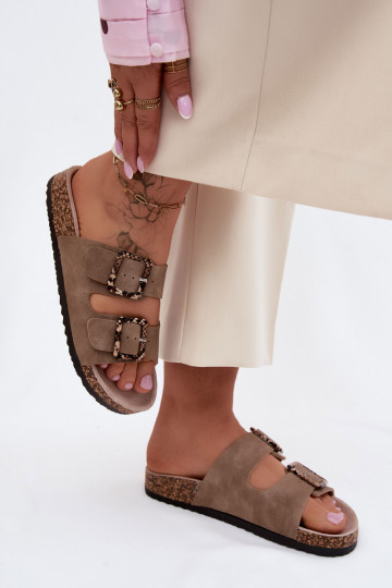 sieviešu čības Uz korķa zoles ar sprādzītēm Čūskas raksts smilšu krāsas Melia 2