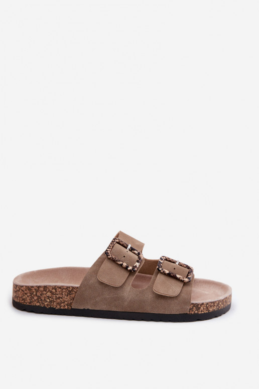 sieviešu čības Uz korķa zoles ar sprādzītēm Čūskas raksts smilšu krāsas Melia