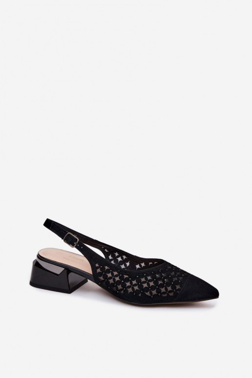 Āda Zamšādas basenes Ažūrs ar tīkliņu Klockā D&A CR61-3004 melnas krāsas