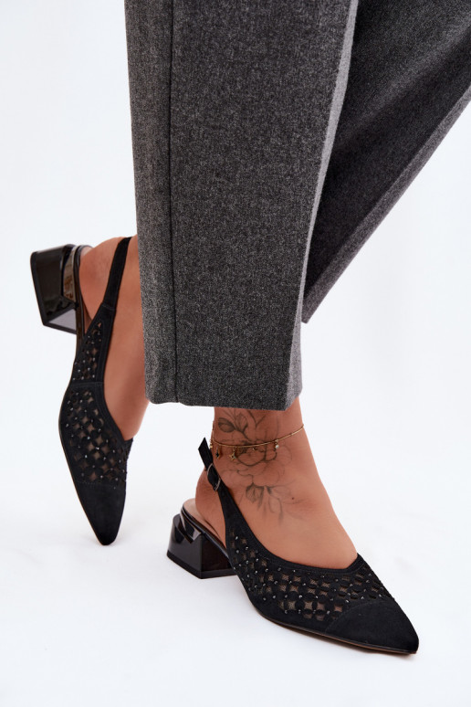 Āda Zamšādas basenes Ažūrs ar tīkliņu Klockā D&A CR61-3004 melnas krāsas