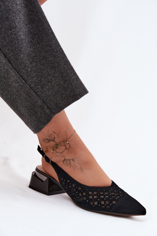 Āda Zamšādas basenes Ažūrs ar tīkliņu Klockā D&A CR61-3004 melnas krāsas