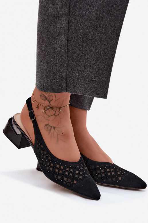 Āda Zamšādas basenes Ažūrs ar tīkliņu Klockā D&A CR61-3004 melnas krāsas