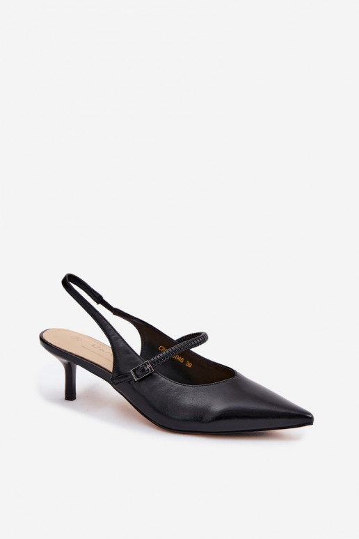 Āda Kurpes Elegantas augstpapēžu sandales ar siksniņām D&A CR61-3046 melnas krāsas