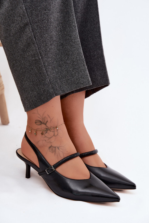 Āda Kurpes Elegantas augstpapēžu sandales ar siksniņām D&A CR61-3046 melnas krāsas
