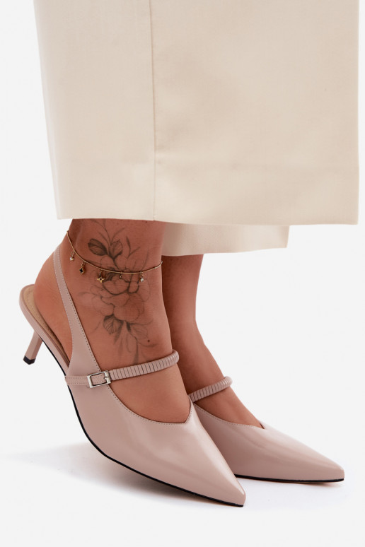 Āda Kurpes Elegantas augstpapēžu sandales ar siksniņām D&A CR61-3046 smilšu krāsas