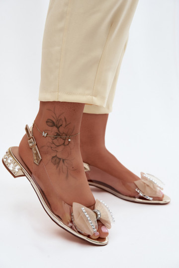 Caurspīdīgas sandales ar mirdzošiem spīdumiem I SiateczkoIną Priekšgala D&A MR61-9004 Zelta krāsas