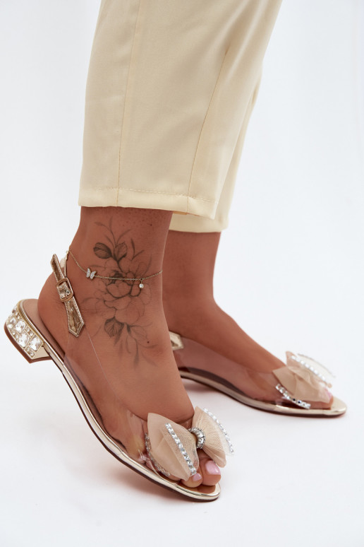 Caurspīdīgas sandales ar mirdzošiem spīdumiem I SiateczkoIną Priekšgala D&A MR61-9004 Zelta krāsas