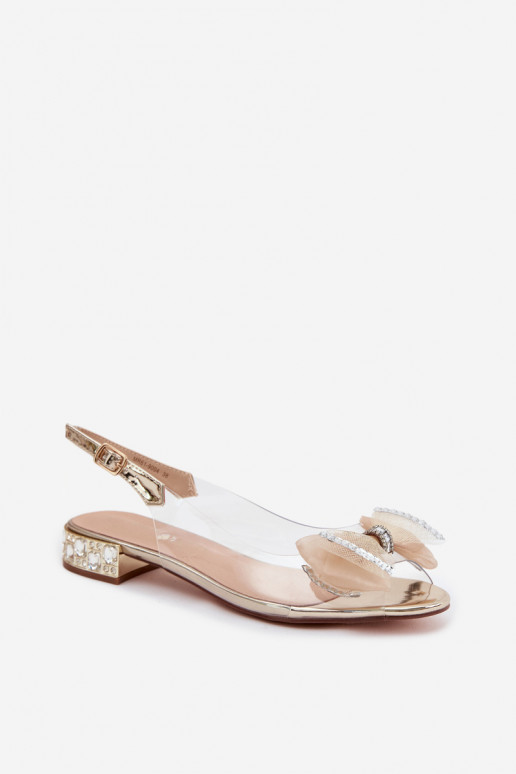 Caurspīdīgas sandales ar mirdzošiem spīdumiem I SiateczkoIną Priekšgala D&A MR61-9004 Zelta krāsas