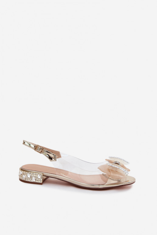 Caurspīdīgas sandales ar mirdzošiem spīdumiem I SiateczkoIną Priekšgala D&A MR61-9004 Zelta krāsas