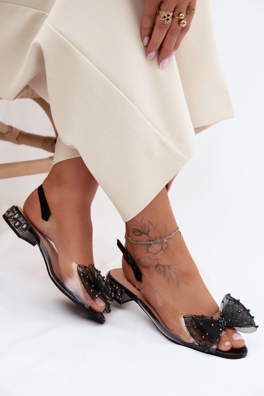 Sieviešu basenes Caurspīdīgas ar bantītēm D&A MR61-9001 melnas krāsas