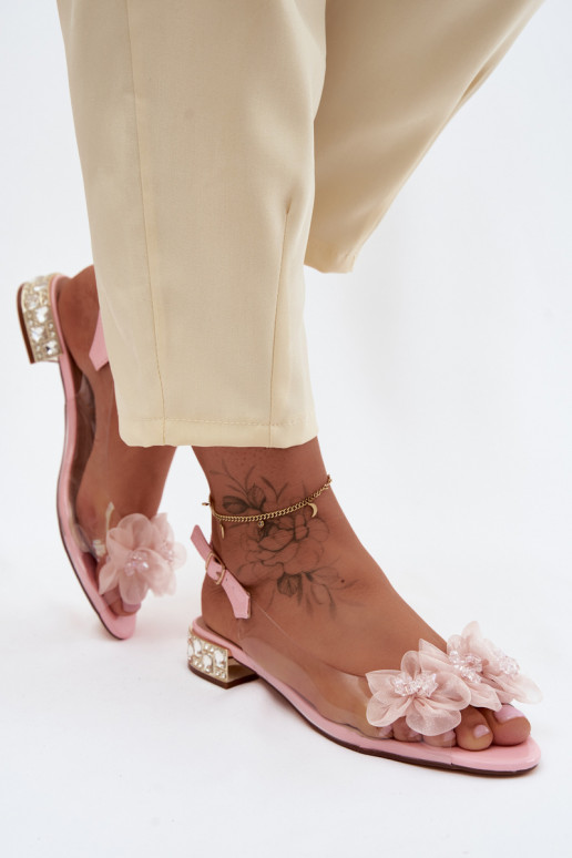 Caurspīdīgas sandales ar mirdzošiem spīdumiem I SiateczkoInymi Ziedsami D&A MR61-9006 Rozā krāsas