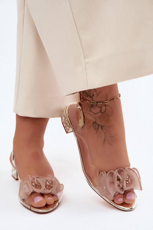 Sieviešu basenes Caurspīdīgas ar mirdzošiem spīdumiem D&A MR61-9002 Zelta krāsas