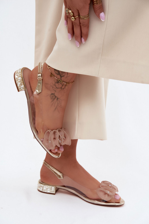 Sieviešu basenes Caurspīdīgas ar mirdzošiem spīdumiem D&A MR61-9002 Zelta krāsas