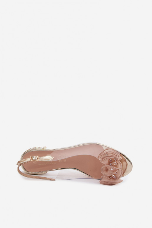 Sieviešu basenes Caurspīdīgas ar mirdzošiem spīdumiem D&A MR61-9002 Zelta krāsas