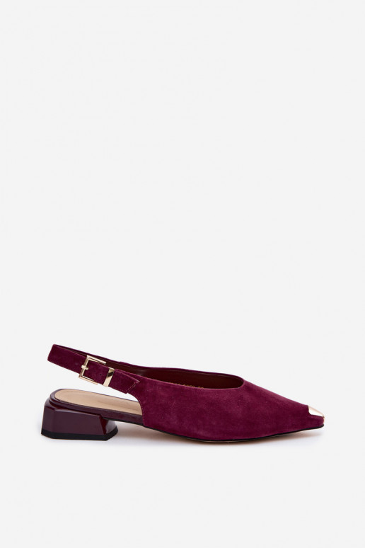Sieviešu zamšādas sandales uz zema papēža D&A CR61-3050 bordo krāsā