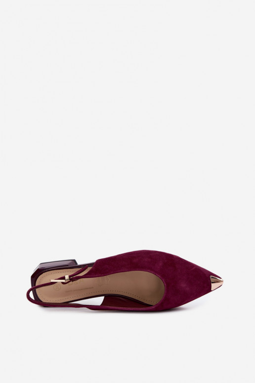 Sieviešu zamšādas sandales uz zema papēža D&A CR61-3050 bordo krāsā