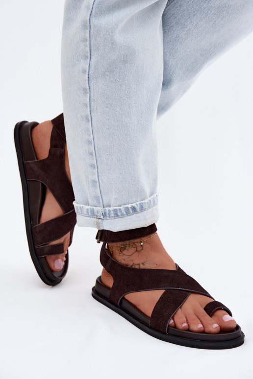 līdzenas zoles basenesIeslēgtsturalnego zamšādasu D&A CR61-3049 CzekoladoIne