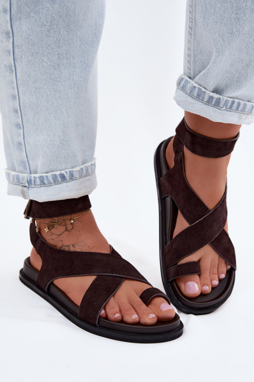 līdzenas zoles basenesIeslēgtsturalnego zamšādasu D&A CR61-3049 CzekoladoIne