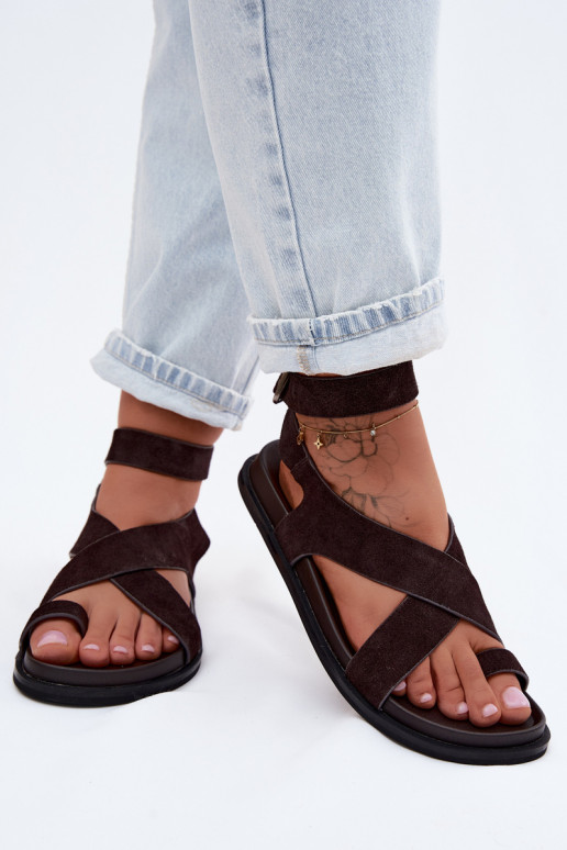 līdzenas zoles basenesIeslēgtsturalnego zamšādasu D&A CR61-3049 CzekoladoIne