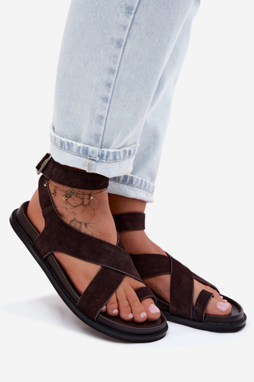 līdzenas zoles basenesIeslēgtsturalnego zamšādasu D&A CR61-3049 CzekoladoIne