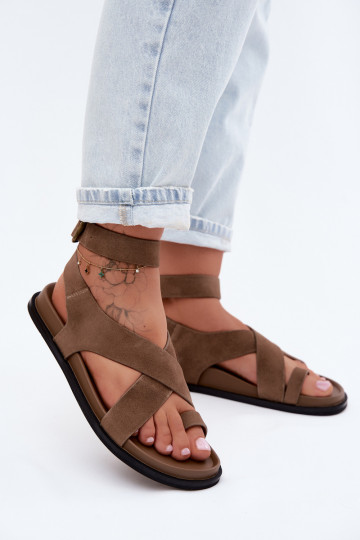 līdzenas zoles basenesIeslēgtsturalnego zamšādasu D&A CR61-3049 smilšu krāsas 2