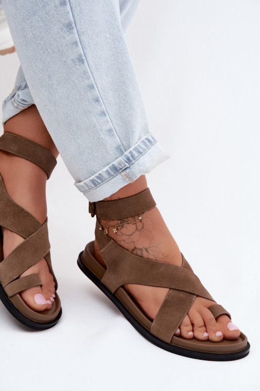 līdzenas zoles basenesIeslēgtsturalnego zamšādasu D&A CR61-3049 smilšu krāsas