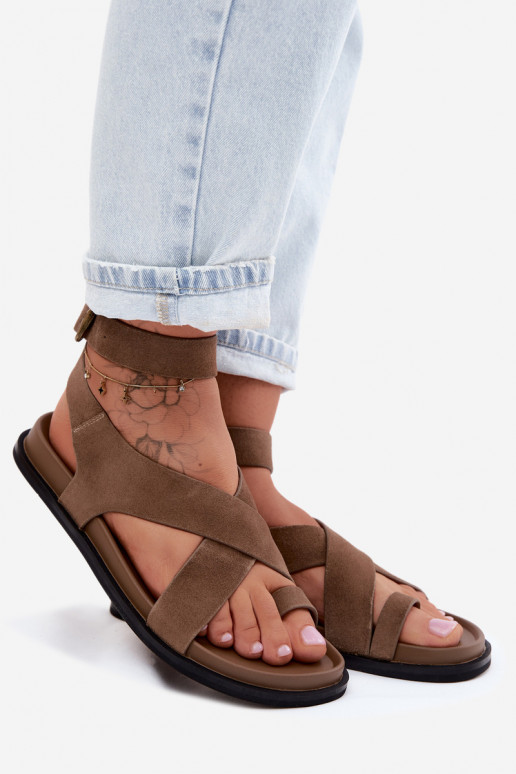 līdzenas zoles basenesIeslēgtsturalnego zamšādasu D&A CR61-3049 smilšu krāsas