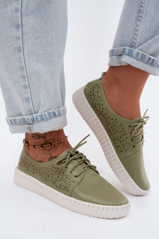 Ažūrs apavi Sieviešu šņorējami Zaļas krāsas Pearla