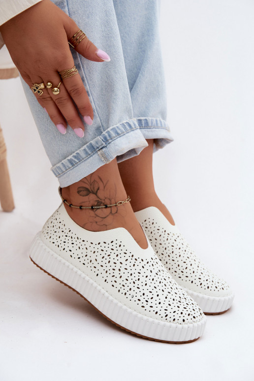 Ažūrs Paslīdēt uz apavi ar platformu baltas krāsas Glamma