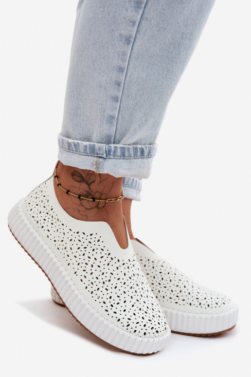 Ažūrs Paslīdēt uz apavi ar platformu baltas krāsas Glamma