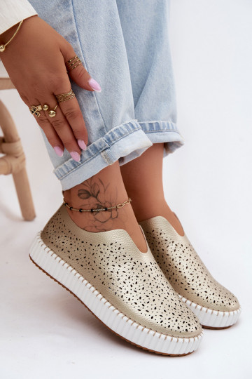 Ažūrs Paslīdēt uz apavi ar platformu Zelta krāsas Glamma