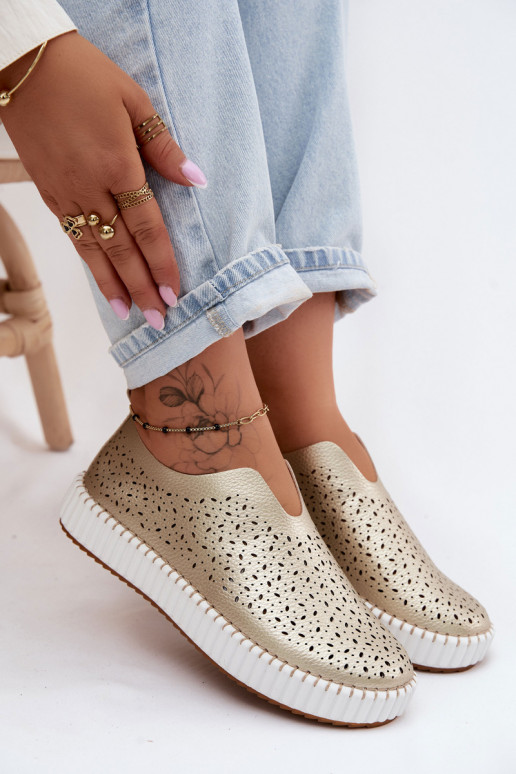 Ažūrs Paslīdēt uz apavi ar platformu Zelta krāsas Glamma