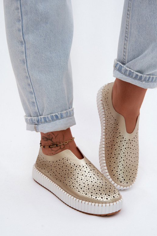 Ažūrs Paslīdēt uz apavi ar platformu Zelta krāsas Glamma