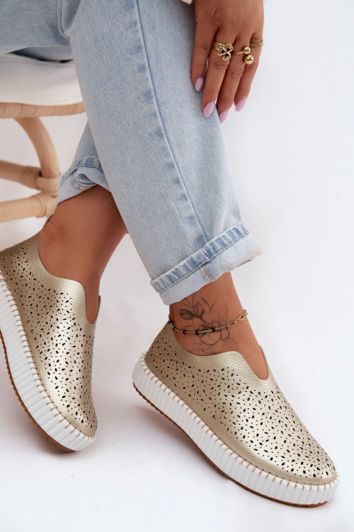 Ažūrs Paslīdēt uz apavi ar platformu Zelta krāsas Glamma