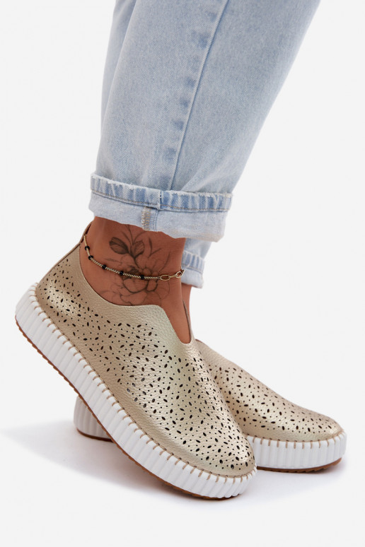 Ažūrs Paslīdēt uz apavi ar platformu Zelta krāsas Glamma