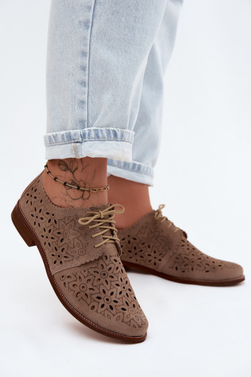 Āda zamšādas apavi Sieviešu Ažūrs ar platiem papēžiem Zazoo 4156 Cappuccino