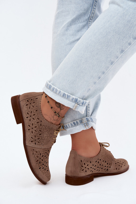 Āda zamšādas apavi Sieviešu Ažūrs ar platiem papēžiem Zazoo 4156 Cappuccino