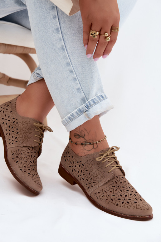 Āda zamšādas apavi Sieviešu Ažūrs ar platiem papēžiem Zazoo 4156 Cappuccino