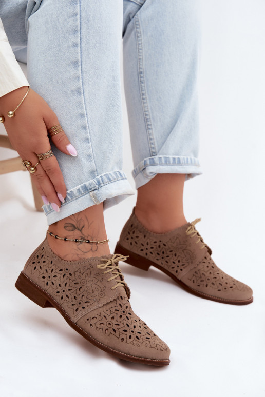 Āda zamšādas apavi Sieviešu Ažūrs ar platiem papēžiem Zazoo 4156 Cappuccino