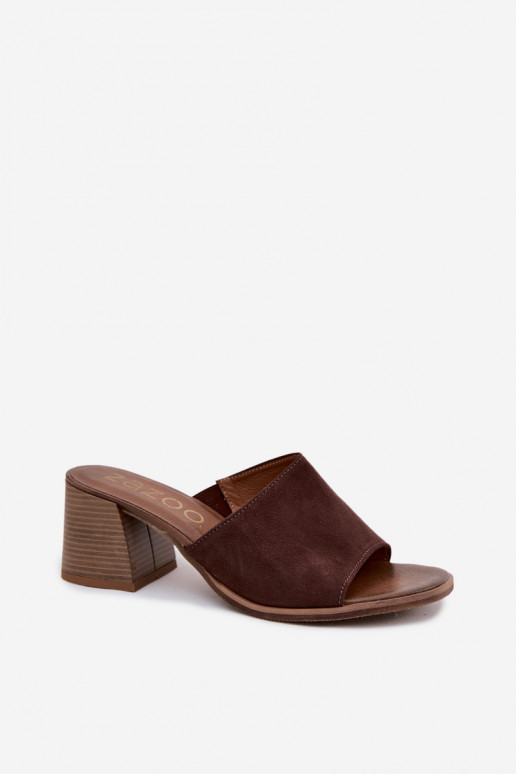 Āda sieviešu zamšādas čības ar papēdi Zazoo 40519 CzekoladoIne