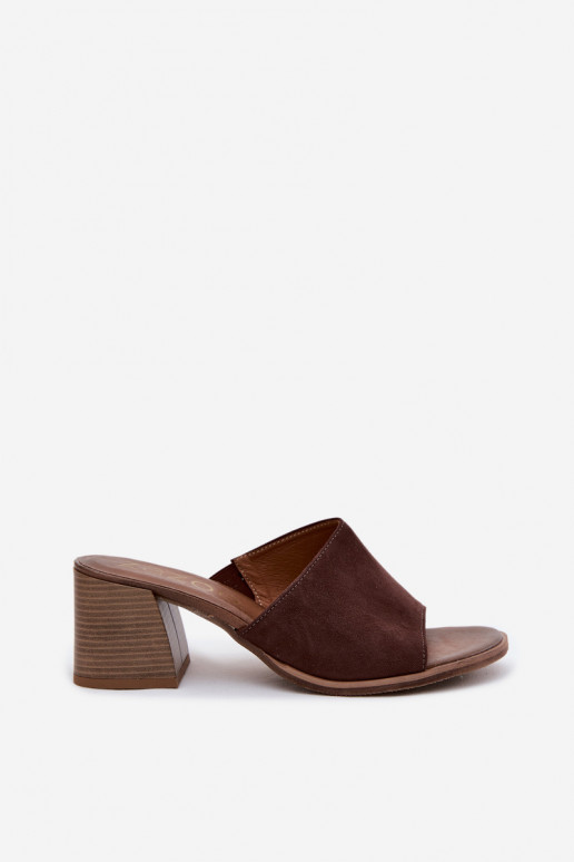 Āda sieviešu zamšādas čības ar papēdi Zazoo 40519 CzekoladoIne