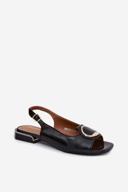 Sieviešu basenes ar platiem papēžiem ar ornamentiem melnas krāsas Glima