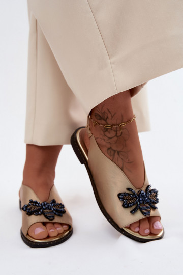 Spīdīgi Sieviešu basenes ar ornamentiem zempapēžu Zelta krāsas Russona